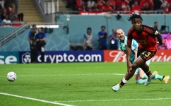 Michy Batshuayi scores Belgium’s all-important goal against Canada: AFP/Jewel Samad