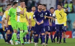 Argentina's Lionel Messi celebrates after the match as Argentina qualify for the knockout stages at the Stadium 974, Doha, Qatar, on November 30, 2022. REUTERS/Pedro Nunes