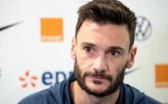 France's national football team goalkeeper Hugo Lloris gives a press conference in Clairefontaine-en-Yvelines on November 15, 2022 as part of the team's preparation for the upcoming FIFA 2022 Qatar World Cup. (Photo by BERTRAND GUAY / AFP)