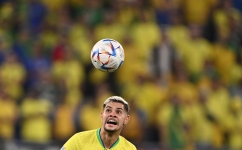 Brazil’s Bruno Guimaraes in action against Switzerland: AFP/Fabrice Coffrini
