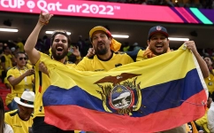 Ecuador supporters cheer ahead of their match against Qatar: AFP/Raul Arboleda