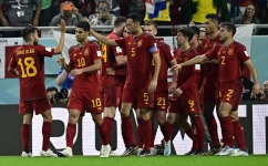 Spain players celebrate a goal against Costa Rica: AFP/Javier Soriano