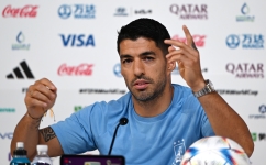 Uruguay’s Luis Suarez addresses a Press conference at the Qatar National Convention Center on December 1: AFP/Pablo Porciuncula