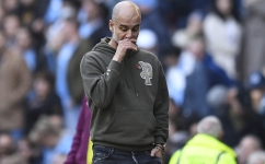 Manchester City's Spanish manager Pep Guardiola gestures on the touchline during the Premier League match against Brentford at the Etihad Stadium in Manchester on November 12, 2022. (Photo by Oli SCARFF / AFP)
