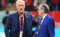 Didier Deschamps, left, with Noel Le Graet: AFP/Franck Fife