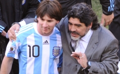 File photo of Lionel Messi and Diego Maradona: AFP/Gabriel Bouys