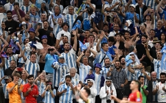 Argentina fans celebrate their victory quarterfinal victory over the Netherlands at Lusail Stadium: AFP/Manan Vatsyayana