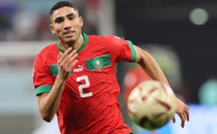 Morocco’s Achraf Hakimi in action against Croatia during their third-place play-off: AFP/Karim Jaafar