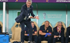 In this file photo taken on December 10, 2022, Portugal's coach Fernando Santos gestures during the Qatar 2022 World Cup quarter-final match against Morocco at the Al-Thumama Stadium in Doha. (Photo by Alberto PIZZOLI / AFP) / NO USE