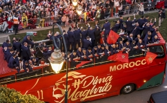 Fans cheer as Morocco’s national football team arrives to the centre of capital Rabat: AFP/Fadel Senna