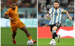 The Netherlands's Netherlands' Memphis Depay, left, and Argentina's Lionel Messi: AFP