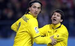 File photo of Zlatan Ibrahimovic, left, and Lionel Messi in 2010: AFP
