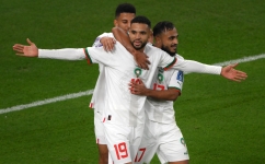 Moroccon players celebrate a goal against Canada: AFP/Paul Ellis