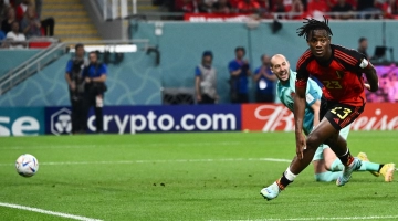 Michy Batshuayi scores Belgium’s all-important goal against Canada: AFP/Jewel Samad