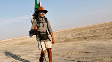 Abdullah Al Salmi during his a 1,600km walk across the Arabian Desert from his hometown of Jeddah to Doha.