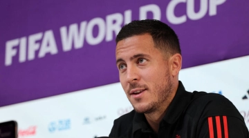 Belgium forward Eden Hazard speaks at a World Cup press conference in Doha JACK GUEZ AFP.