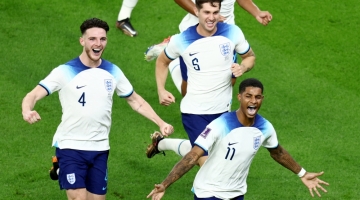England's Marcus Rashford celebrates scoring their first goal against Wales during the FIFA World Cup Qatar 2022 Group B match at the Ahmad Bin Ali Stadium in Al Rayyan, Qatar, on November 29, 2022. REUTERS/Marko Djurica