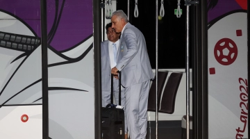 Brazil coach Tite and the rest of squad members arrive at the Hamad International Airport in Doha: AFP/Adrian Dennis