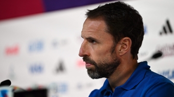 England's coach Gareth Southgate attends a press conference at the Qatar National Convention Center (QNCC) in Doha on Decmber 3, 2022. (Photo by Paul ELLIS / AFP)