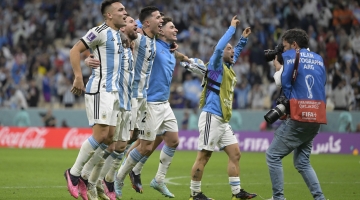 Argentina players celebrate their victory over the Netherlands: AFP/Juan Mabromata