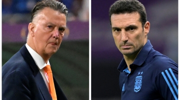 Louis van Gaal, left, and Lionel Scaloni: AFP