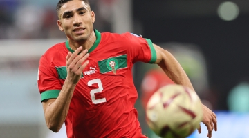 Morocco’s Achraf Hakimi in action against Croatia during their third-place play-off: AFP/Karim Jaafar