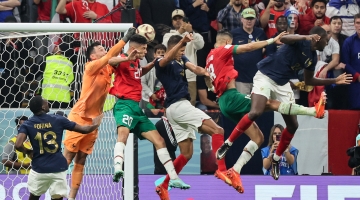 Action from the France vs Morocco World Cup semifinal at the Al Bayt Stadium in Al Khor on December 14: AFP/Karim Jaafar