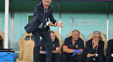 In this file photo taken on December 10, 2022, Portugal's coach Fernando Santos gestures during the Qatar 2022 World Cup quarter-final match against Morocco at the Al-Thumama Stadium in Doha. (Photo by Alberto PIZZOLI / AFP) / NO USE