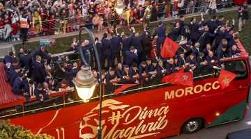 Fans cheer as Morocco’s national football team arrives to the centre of capital Rabat: AFP/Fadel Senna