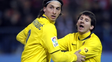 File photo of Zlatan Ibrahimovic, left, and Lionel Messi in 2010: AFP