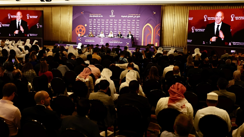 FIFA and LOC officials address the one month countdown press conference recently.