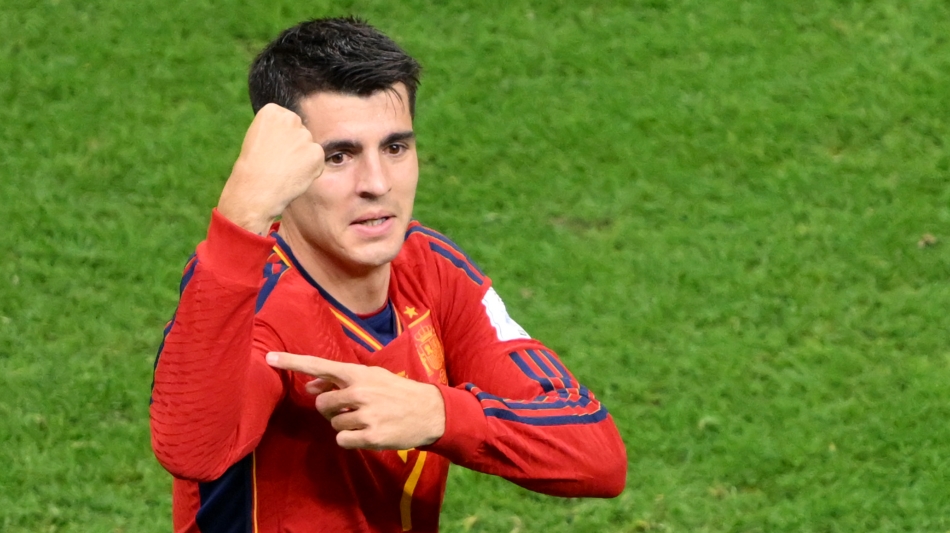 Alvaro Morata celebrates after scoring against Germany: AFP/Nicolas Tucat