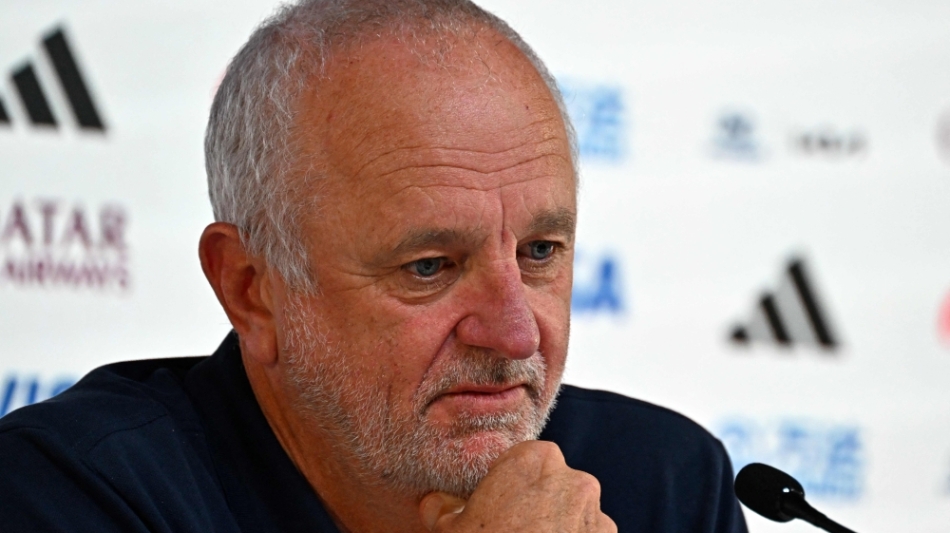 Australia's coach Graham Arnold attends a press conference at the Qatar National Convention Center (QNCC) in Doha on November 29, 2022. (Photo by Chandan Khanna / AFP)