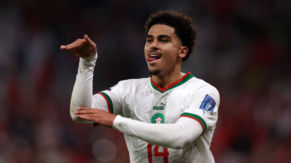 Morocco’s Zakaria Aboukhlal celebrates scoring his team’s second goal against Belgium: AFP/Fadel Senna