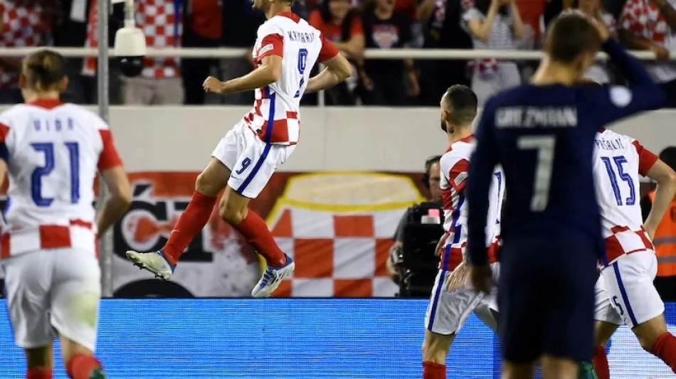Andrej Kramaric reacts after scoring a late penalty as Croatia salvaged a 1-1 draw at home to France during their Nations League match on June 6, 2022.  File Photo / AFP