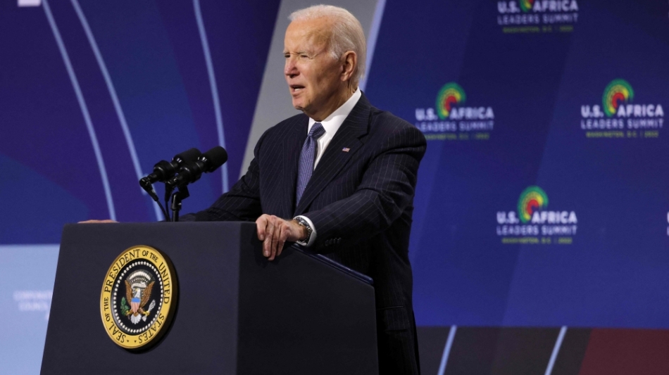 US President Joe Biden delivers remarks at the US - Africa Leaders Summit on December 14, 2022 in Washington, DC.  (Kevin Dietsch/Getty Images/AFP)
