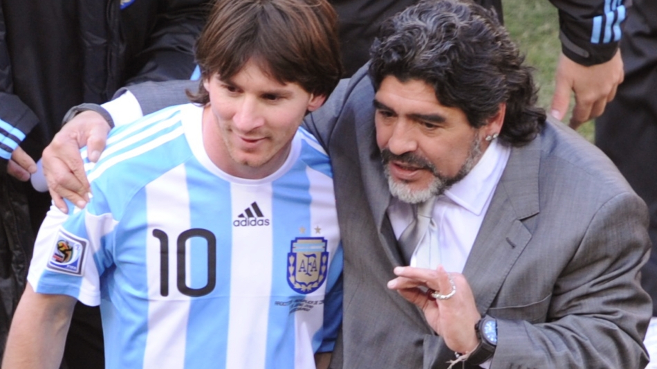 File photo of Lionel Messi and Diego Maradona: AFP/Gabriel Bouys