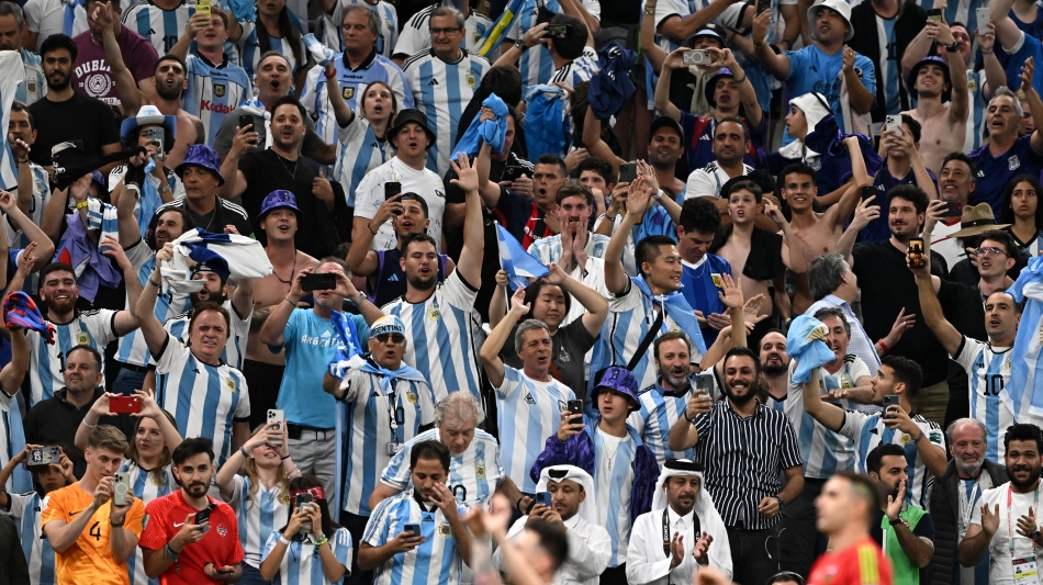 Argentina fans celebrate their victory quarterfinal victory over the Netherlands at Lusail Stadium: AFP/Manan Vatsyayana