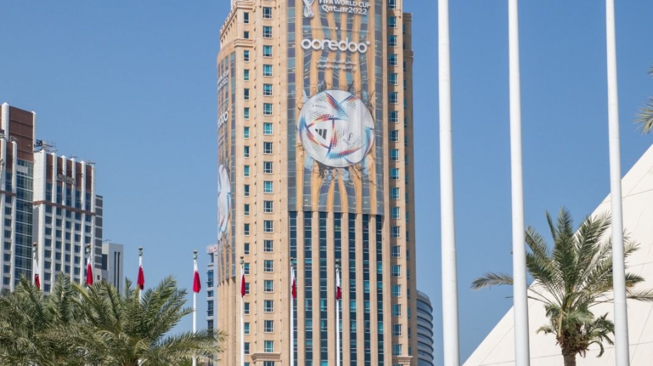 The Ooredoo Tower, headquarter building of the telecommunication company, in West Bay, Doha.