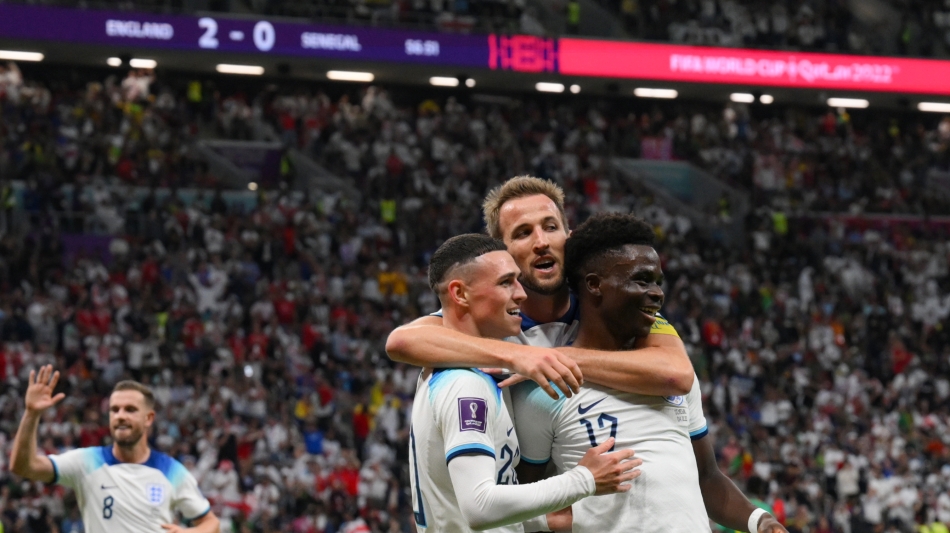 England players celebrate a goal against Senegal: AFP/Paul Ellis