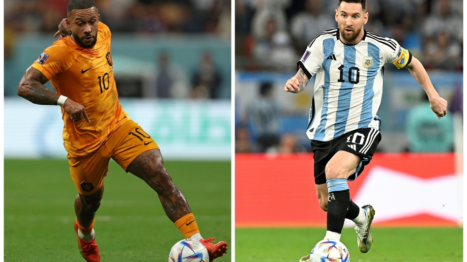 The Netherlands's Netherlands' Memphis Depay, left, and Argentina's Lionel Messi: AFP