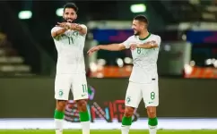 صالح الشهري يحتفل بهدف منتخب السعودية أمام مقدونيا استعدادًا لكأس العالم 2022