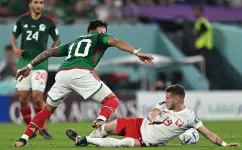 جانب من مباراة المكسيك وبولندا