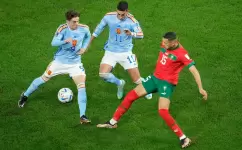 جانب من مباراة المغرب وإسبانيا