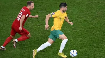 جانب من مباراة أستراليا والدنمارك