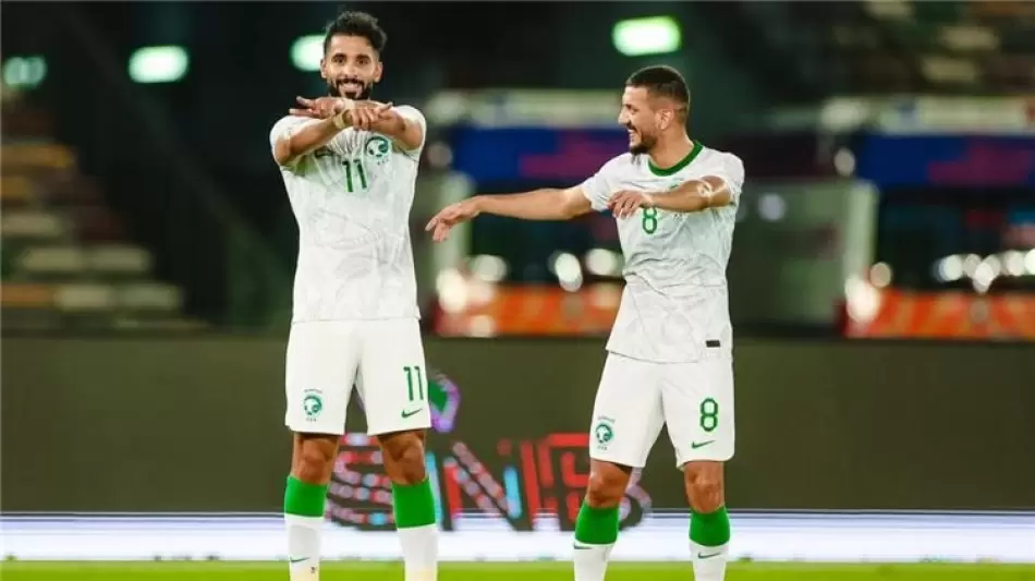 صالح الشهري يحتفل بهدف منتخب السعودية أمام مقدونيا استعدادًا لكأس العالم 2022