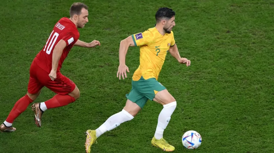 جانب من مباراة أستراليا والدنمارك