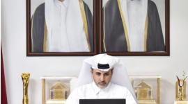 جانب من الاجتماع عبر تقنية الاتصال المرئي