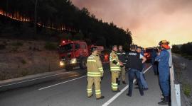 جانب من أعمال مجموعة البحث والانقاذ في إخماد حرائق تركيا