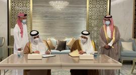 جانب من التوقيع على البروتوكول المعدل لمحضر إنشاء مجلس التنسيق القطري السعودي